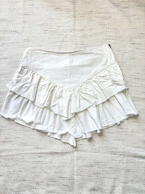 Tgla Asymmetrical Mini Skirt Women’s Small White Denim Boho‎ Coastal Cowgirl